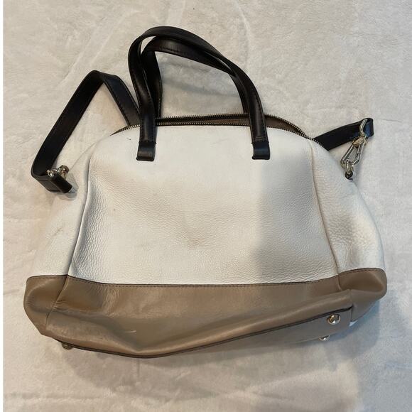 FURLA Women's Embossed Croc Leather Top Handle Satchel Bag Black/White Large - Picture 6 of 10